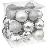 Feeric Déco de Sapin de Noël Kit 35 pièces, Boule, Flocon et Cimier - Argenté