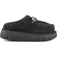 Mou pour femme. MU.FW531001A Sabots Bounce en cuir sabot logo métallique noir (39), 3 à 5 cm, Aucun, Casuel