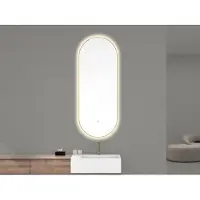 Wiesbaden Nomi miroir – ovale – 50 x 100 cm – LED indirecte tout autour – chauffage de miroir – Laiton brossé 38.3711