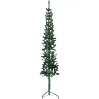 vidaXL Demi sapin de Noël artificiel mince avec support Vert 210 cm
