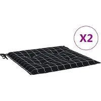 vidaXL Coussins De Chaise De Jardin Lot De 2 Motif À Carreaux Noir
