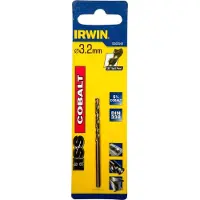 Irwin Foret à métaux - - HSS COBALT 3.2x65 mm - Acier haute qualité - Pointe en croix 135 - Norme DIN 338