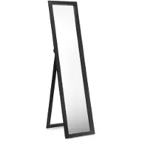 Costway Miroir 2 en 1, miroir sur pied avec cadre en bois, miroir d'habillage 37 x 155cm, miroir de vestiaire pour chambre à coucher, salon et entrée Noir