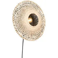 QAZQA Applique murale intelligente en bambou 30 cm avec prise incl. Wifi P45 - Rina