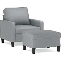 vidaXL Fauteuil avec pouf gris clair 60 cm Tissu