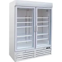 CombiSteel Congélateur commercial à 2 portes vitrées - 920 litres, refroidissement par ventilation forcée, blanc