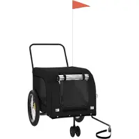 vidaXL Remorque pour vélo Chiens Noir Tissu Oxford et fer