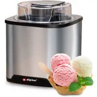 Alpina Ice Cream Machine - Sorbetière 2L - Glace, Yoghourt glacé, Sorbet, etc. - Acier inoxydable - Argent