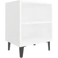 vidaXL Table de chevet avec pieds en métal blanc 40x30x50 cm