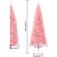 vidaXL Demi sapin de Noël artificiel mince avec support Rose 240 cm