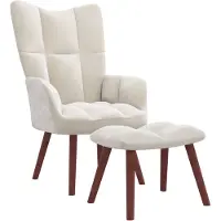 vidaXL Fauteuil relax avec pouf blanc crème velours