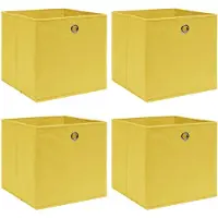vidaXL Boîtes de rangement 4 pcs. Jaune 32x32x32 cm Tissu