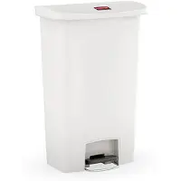 Rubbermaid 1883557 Poubelle à pédale Slim Jim, 50 litres, blanche