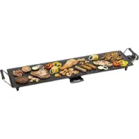 Bestron XXL Teppanyaki Griddle pour 8 personnes, Gril de table électrique avec revêtement antiadhésif, Plaque de gril avec 1800W, couleur : noir