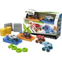 Exost 4 petites voitures à friction, 2 boosters de vitesse + accessoires - SMASH - Mega Pack Booster