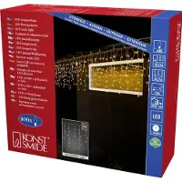 Konstsmide - Rideau de lumière LED pluie de glace, avec globes blancs, 400 diodes blanches chaudes, transfo extérieur 24V, câble transparent ; 3673-103
