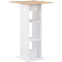 vidaXL Table de bar blanc et chêne Sonoma 60x60x110 cm