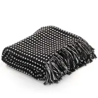 vidaXL Couverture coton à carrés 220x250 cm Noir