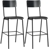 vidaXL Tabouret de bar 2 pcs. noir contreplaqué massif acier