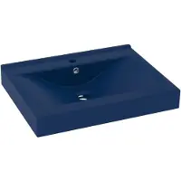 vidaXL -Lavabo avec Tap -Trou 60x46 cm Tapis céramique bleu foncé