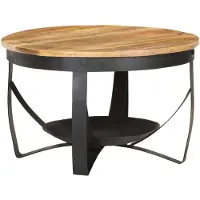 vidaXL Table basse Ø68x43 cm Bois de manguier rugueux