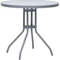 vidaXL Table de jardin gris clair 80 cm acier et verre