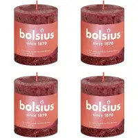Bolsius Bougies pilier rustiques Shine 4 pcs 80x68 mm Rouge velours