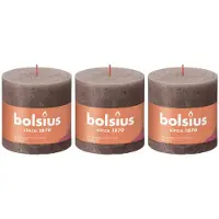 Bolsius Bougies pilier rustiques Shine 3 pcs 100x100 mm Taupe rustique