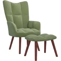 vidaXL Fauteuil relax avec pouf vert clair velours