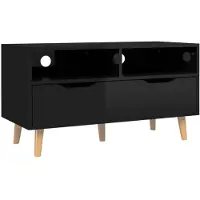 vidaXL Armoire TV noir brillant 90x40x48,5 cm Bois composite