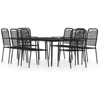 vidaXL Ensemble de jardin 9 pièces noir