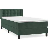 vidaXL Lit boxspring avec matelas vert foncé 90x190 cm velours