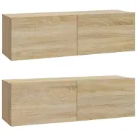 vidaXL Armoires TV murales 2 unités Chêne Sonoma 100x30x30 cm Bois composite
