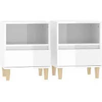 vidaXL Tables de chevet 2 pcs Blanc brillant 40x35x50 cm
