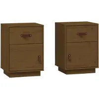 vidaXL Tables de chevet 2pcs Marron miel 40x34x55cm Bois de pin massif
