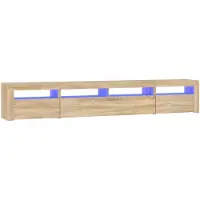 vidaXL Armoire TV avec lampes LED Chêne Sonoma 240x35x40 cm