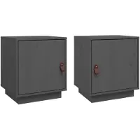 vidaXL Tables de chevet 2 pcs Gris 40x34x45 cm Bois de pin massif