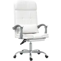 vidaXL Chaise de bureau avec fonction massage Blanc similicuir