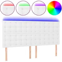 vidaXL Tête de lit LED blanc 160x5x118/128 cm similicuir