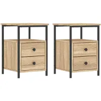 vidaXL Tables de chevet 2pcs chêne sonoma 34x35,5x50cm bois ingénierie