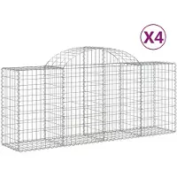 vidaXL Gabions avec arc surélevé 4 pcs. 200x50x80/100 cm Fer galvanisé