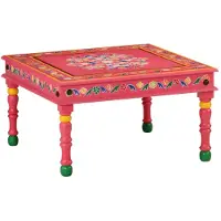vidaXL Table basse Rose Peinte à la main Bois massif Mango