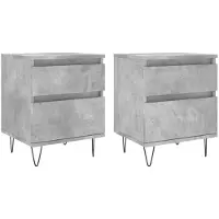 vidaXL Tables de chevet 2 pcs gris béton 40x35x50 cm bois d’ingénierie