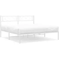 vidaXL Cadre de lit avec tête de lit en métal blanc 160x200 cm