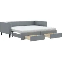vidaXL Lit de jour extensible avec tiroirs gris clair 90x190 cm Tissu