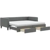 vidaXL Lit de jour extensible avec tiroirs gris foncé 90x200 cm Tissu