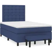 vidaXL Lit boxspring avec matelas bleu 120x200 cm Tissu