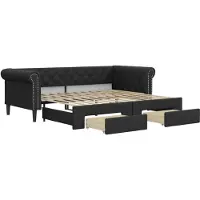 vidaXL Lit de jour extensible avec tiroirs noir 90x200cm simili-cuir