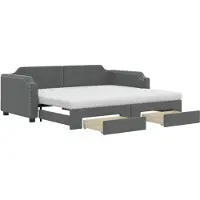 vidaXL Lit de jour extensible avec tiroirs gris foncé 100x200 cm Tissu