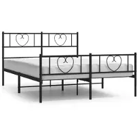 vidaXL Lit métallique sans matelas avec pied de lit noir 160x200 cm